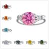 925 Silver 3 Karat Moissanite Row Diamond Ring Female