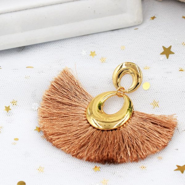 Water Drop Fan-shaped Tassel Earrings