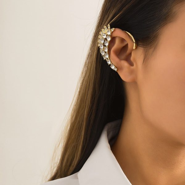 Personality Cold Wind Business Alloy Earrings Simple Micro-set Outline Elf Earrings Female