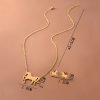 Stainless Steel Gold Silver Unicorn Horse Necklace Earrings Jewelry Set