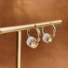 Women's Niche Design Rhinestone Shell Circle Earrings