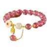 Hetian Jade Peach Blossom Strawberry Quartz Bracelet Girls' Crystal Bracelet