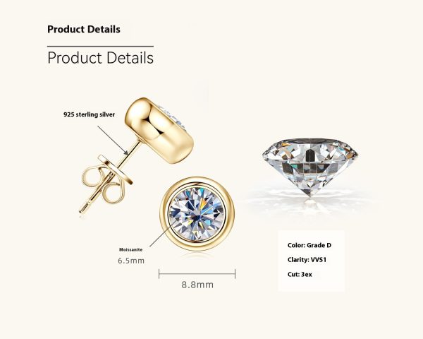 Round Moissanite Stud Earrings Bubble Couple S925 Silver