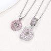 Rock Sugar 26-letter Pendant Necklace For Women, Copper Inlaid Zircon Round Flower Jewelry Set