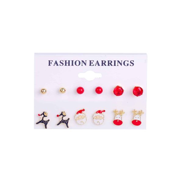 Christmas 6 Pairs Of Christmas Earrings Set Combination