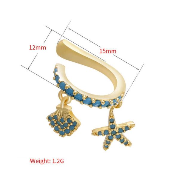 f4b9fef1-55da-4792-b368-6723387f7adb.jpg Micro-set Zircon Ear Clips Starfish And Shell With White Diamonds