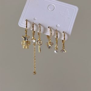 Niche Design Zircon Love Bear Stud Earrings Set
