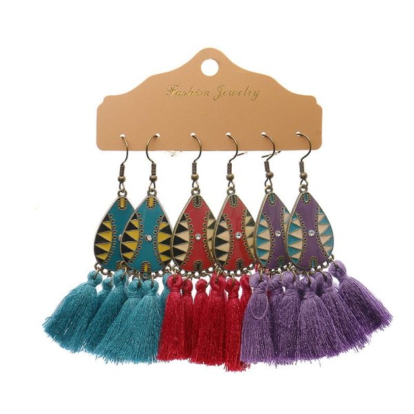 Tassel Earrings Exaggerating Circle Earrings Multiple Pieces Set