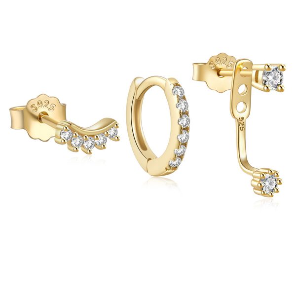 Temperament Matching Zircon Three-piece Set 925 Silver Earrings