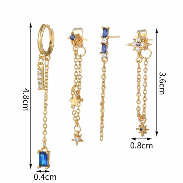 Five-piece Set Of Temperament High-end Chain Star Element Earrings