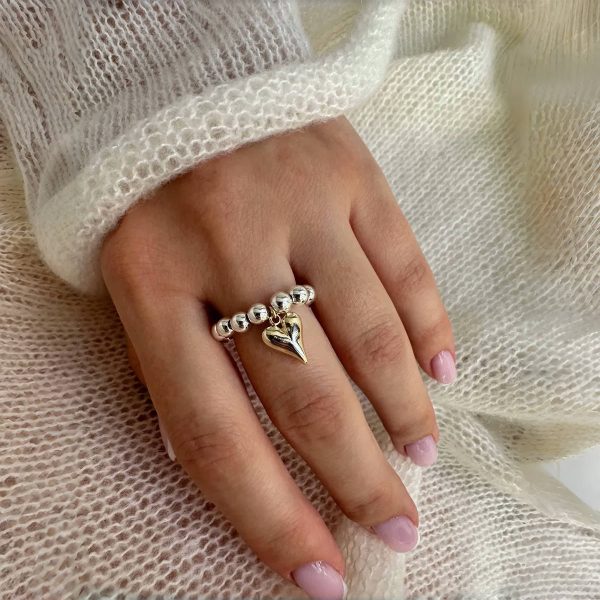 Handmade Beaded Elastic String Love Ring For Women