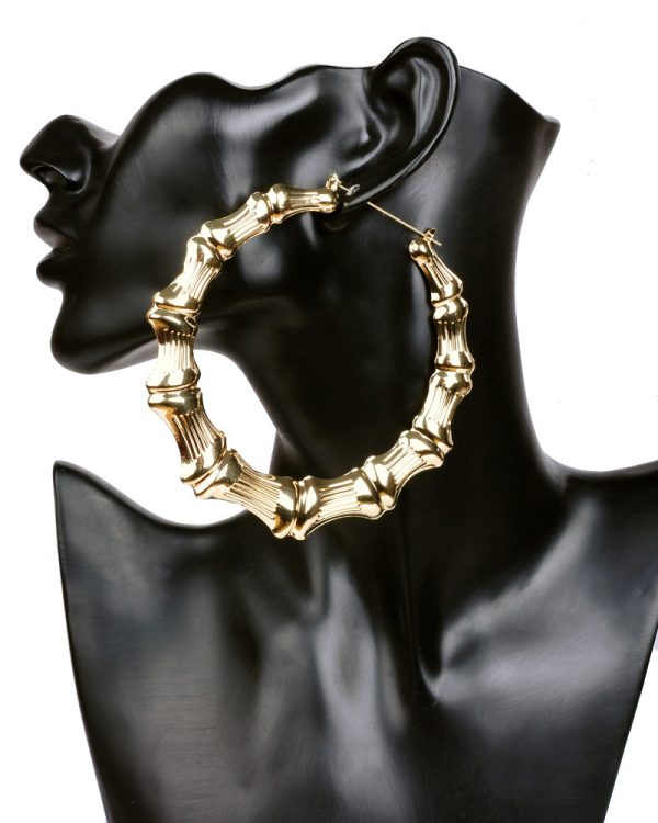 Exaggerated Iron Large Circle 100mm Bamboo Earrings
