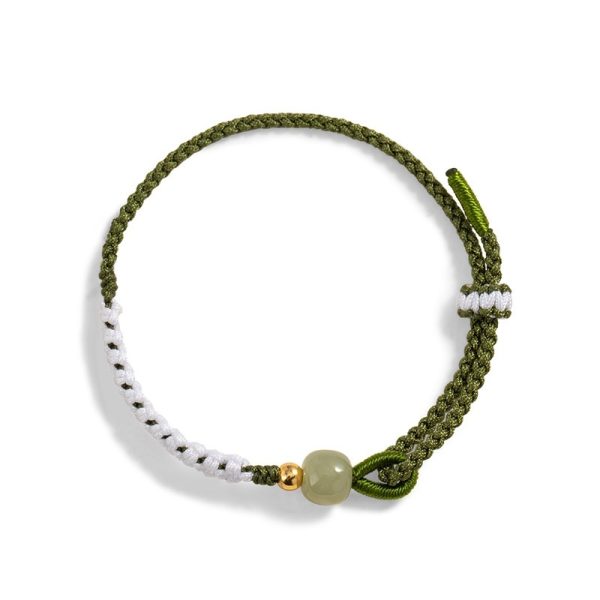 Hetian Jade Sterling Silver Carrying Strap Chinese National Bracelet