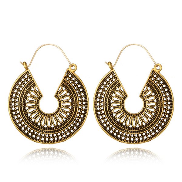 Ethnic Style Flower Basket Circle Earrings