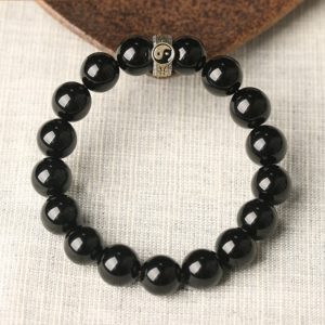 Black Stone Single Ring Bracelet For Men And Women