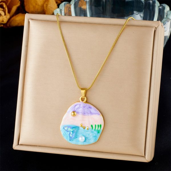 Shell Starfish Sun Stainless Steel Necklace