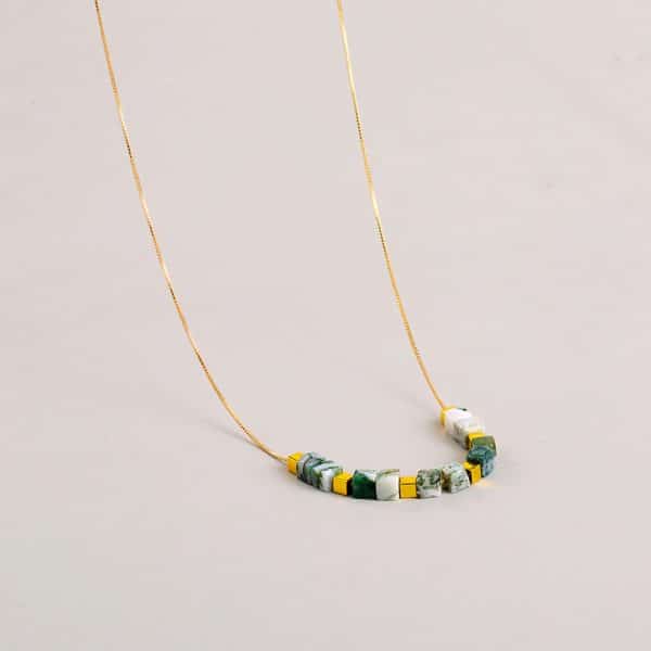 Square Natural Stone Necklace