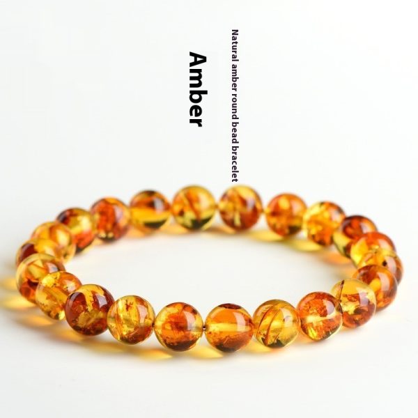 Natural Yellow Piebald Amber Bracelet Water Purification