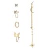Butterfly Star Moon Rhinestone Earring Set 5 Piece Set
