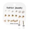 Set Of 9 Pairs Of Earrings With Zircon