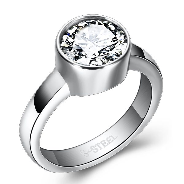 Women's Fashion Stainless Steel Diamond-studded Ring