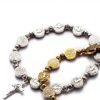 Gold And Silver 2 Color St Benedict Drive Mo Cross Bracelet