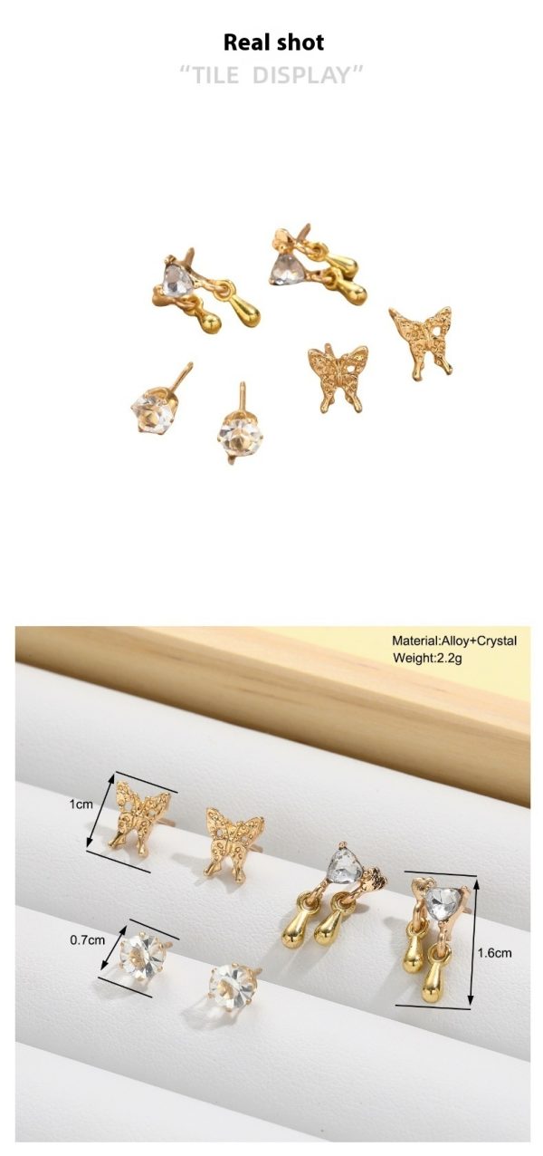 Special-interest Design Women's Cute Liquid Butterfly Earrings 6-piece Set
