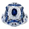 European And American Fashion Luxury Sapphire Zircon Ring For Women