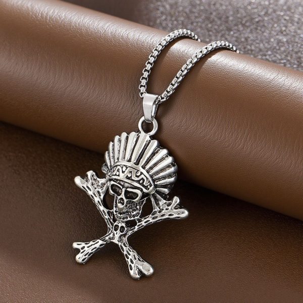 Skull Polished Pendant Necklace Vintage