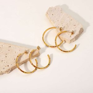 Stainless Steel Set Colored Zircon Earrings