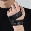Rivet Chain Ornament Leather Bracelet Women's Round Hole Zipper Wide Version