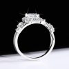 Moissanite Ring Women's Sterling Silver Platinum Niche