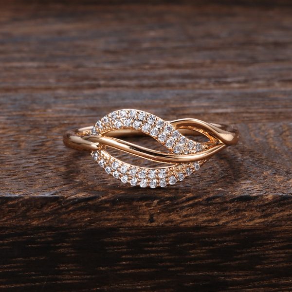 Rose Gold Zircon Fashion Feather Women's Ring