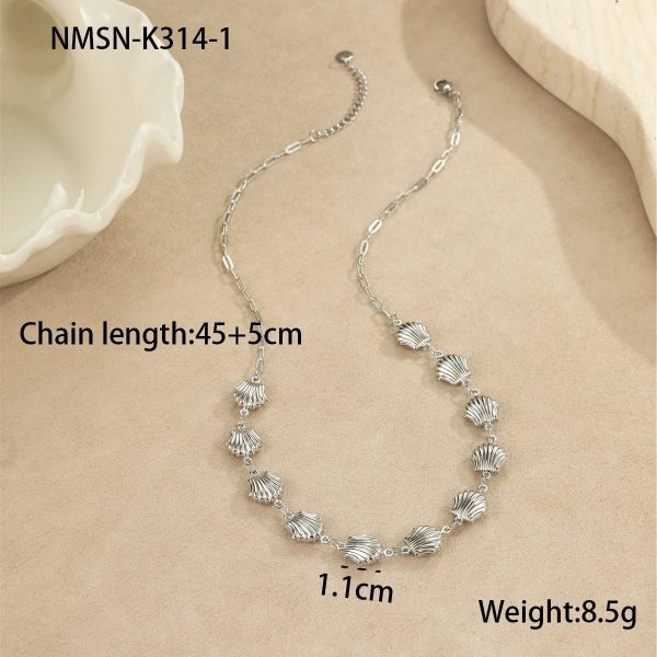 Ocean Wind Stainless Steel Sea Star Shell Pendant Necklace