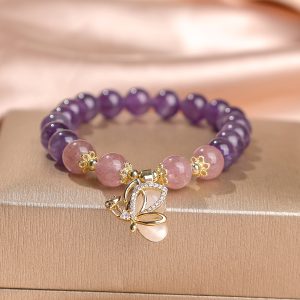 Natural Amethyst Bracelet Grape Beaded Bracelet