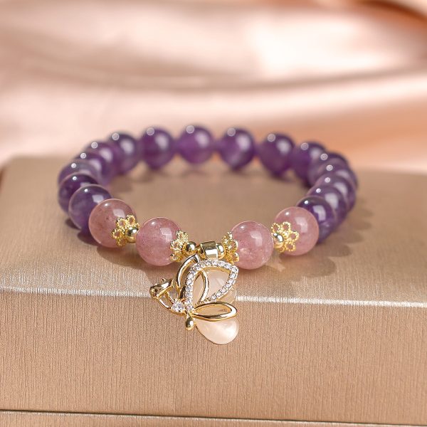 Natural Amethyst Bracelet Grape Beaded Bracelet