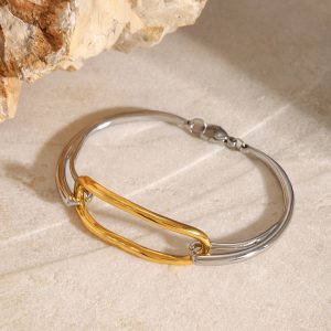 18K Stainless Steel Color Matching Geometric Bracelet
