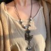 Retro Hong Kong  Ceramic Butterfly Pendant Necklace
