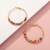 Bohemian Ethnic Style Multicolor Rice Beads Exaggerated Golden Large Circle Earrings
