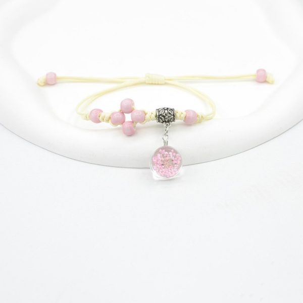 Glass Dried Flower Bracelet Real Flower Lace Flower