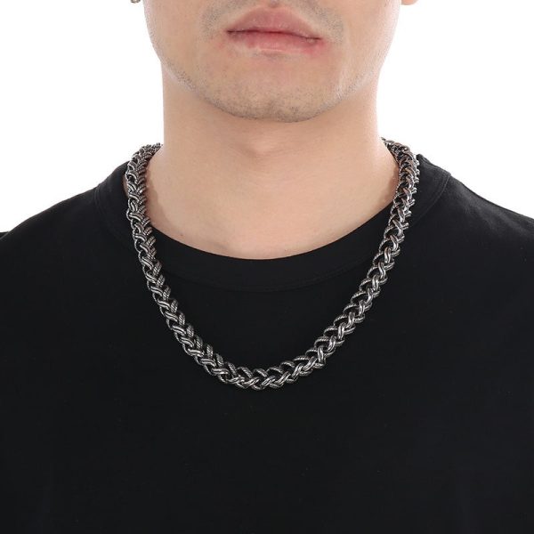 Keel Chain Necklace Vintage Antique Silver Twist Men's Titanium Steel Necklace