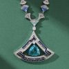 Women's Triangle Micro-set Zircon Necklace Earring Set