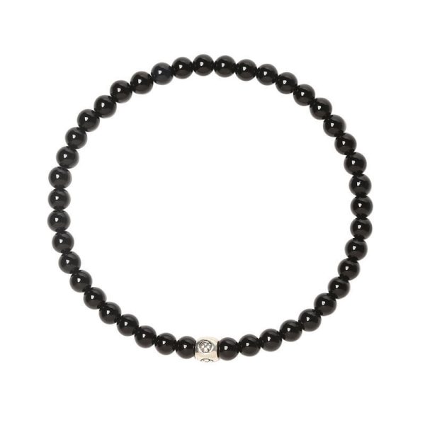 Fine Obsidian Agate Blue San Bracelet