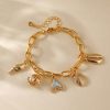 Copper Plating 18K Real Gold Color Retaining Bracelet Retro High Sense Handmade Pendant Bracelet
