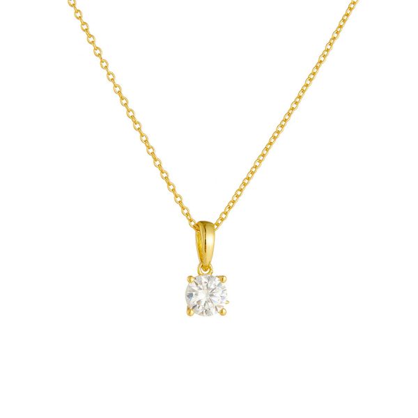 925 Sterling Silver Four-claw Round Zircon High-grade Light Luxury