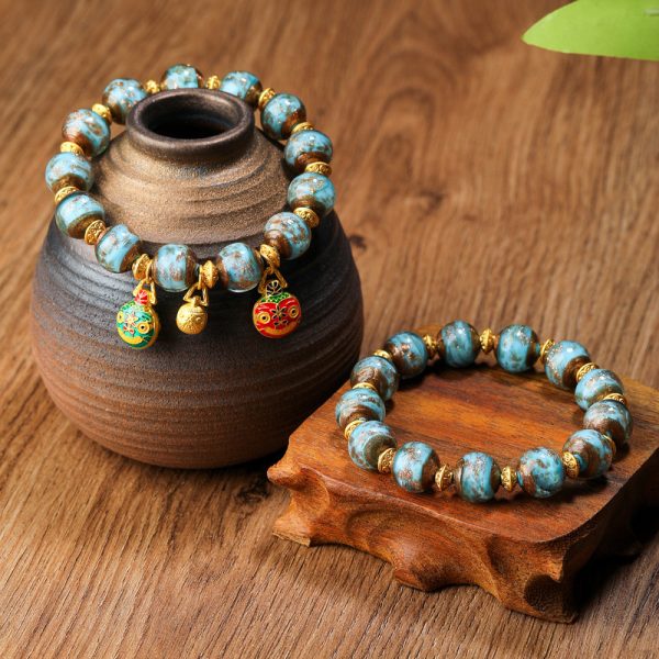Ancient Golden Sand Colored Glaze Bracelet Two Ends