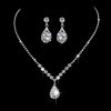 Brilliant Full Diamond Zircon Water Drop Necklace Eardrop Jewelry Set