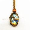 Natural Elongated Stone Original Stone Net Necklace Pendant