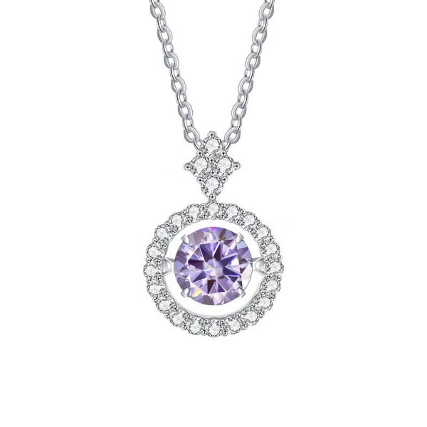 Live Hot S925 Sterling Silver Pulsatile Heart Moissanite Pendant Female Light-chasing Smart Clavicle Chain Moissanite Necklace