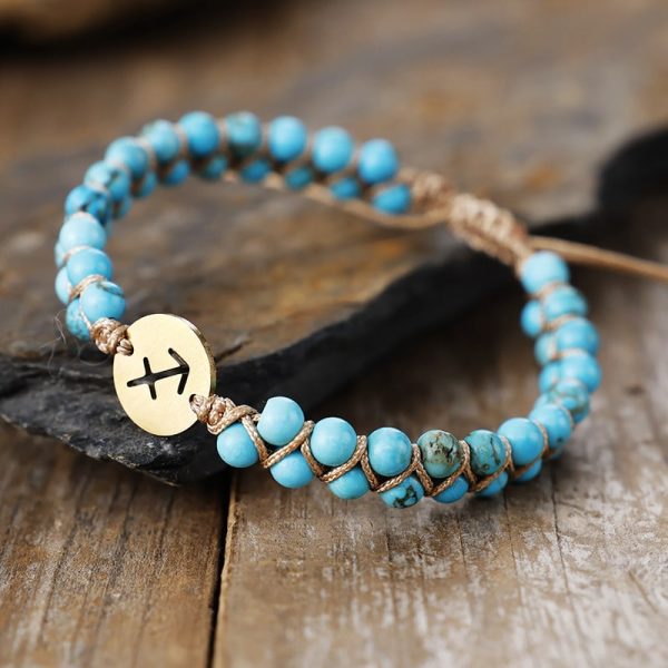 Natural Stone 12 Constellation Stainless Steel Hand-woven Couple Bracelet